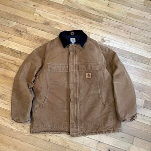 Brown Carhartt Jacket With Corduroy Collar Size XL